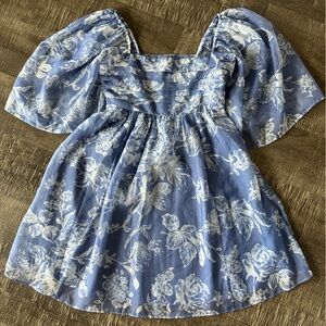 Abercrombie & Fitch Light Blue Floral Mini Dress (Small, Tall)